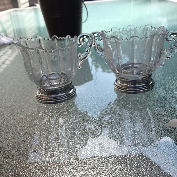 Other - Vintage Etched Glass Sugar & Creamer